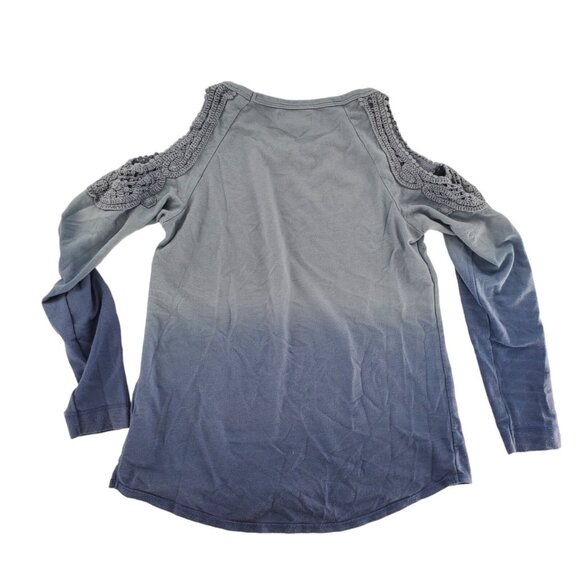 Knox Rose S Sweater Shirt Crochet Boho Cold Shoulder Top Long Sleeve Ombre - Picture 4 of 10